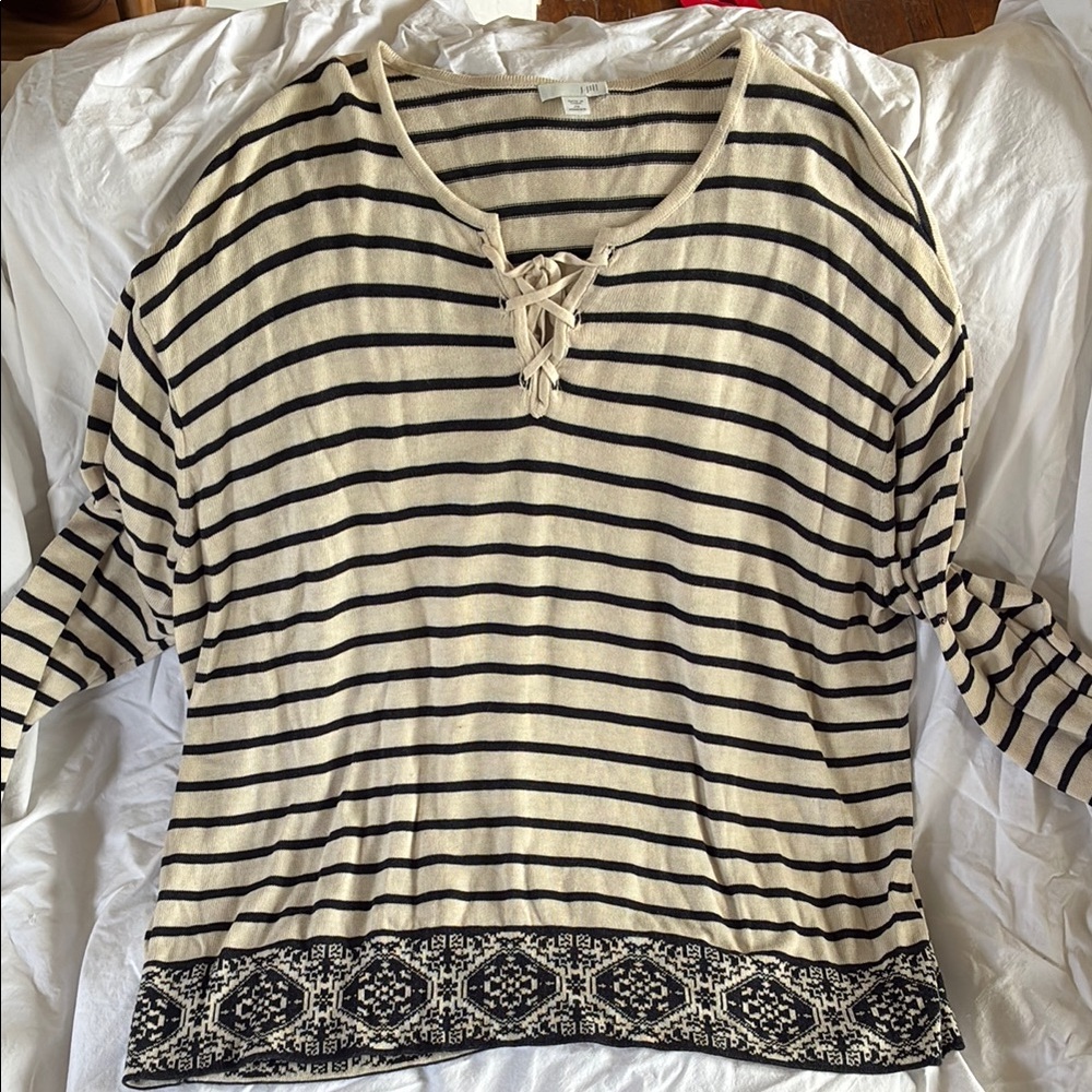 J. Jill Striped Lace-Up Women's Top